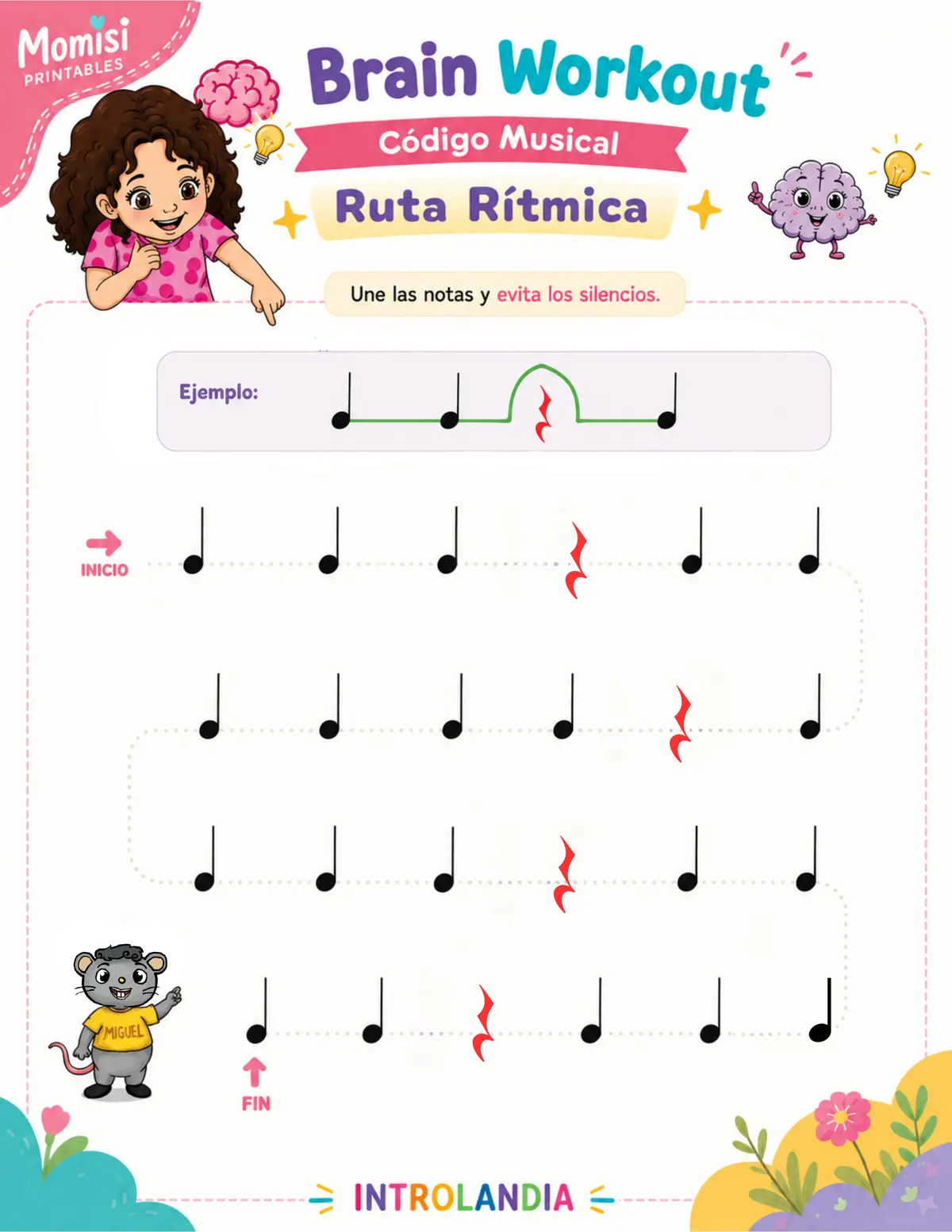 Tarjeta de ruta rítmica en Brain Workout
