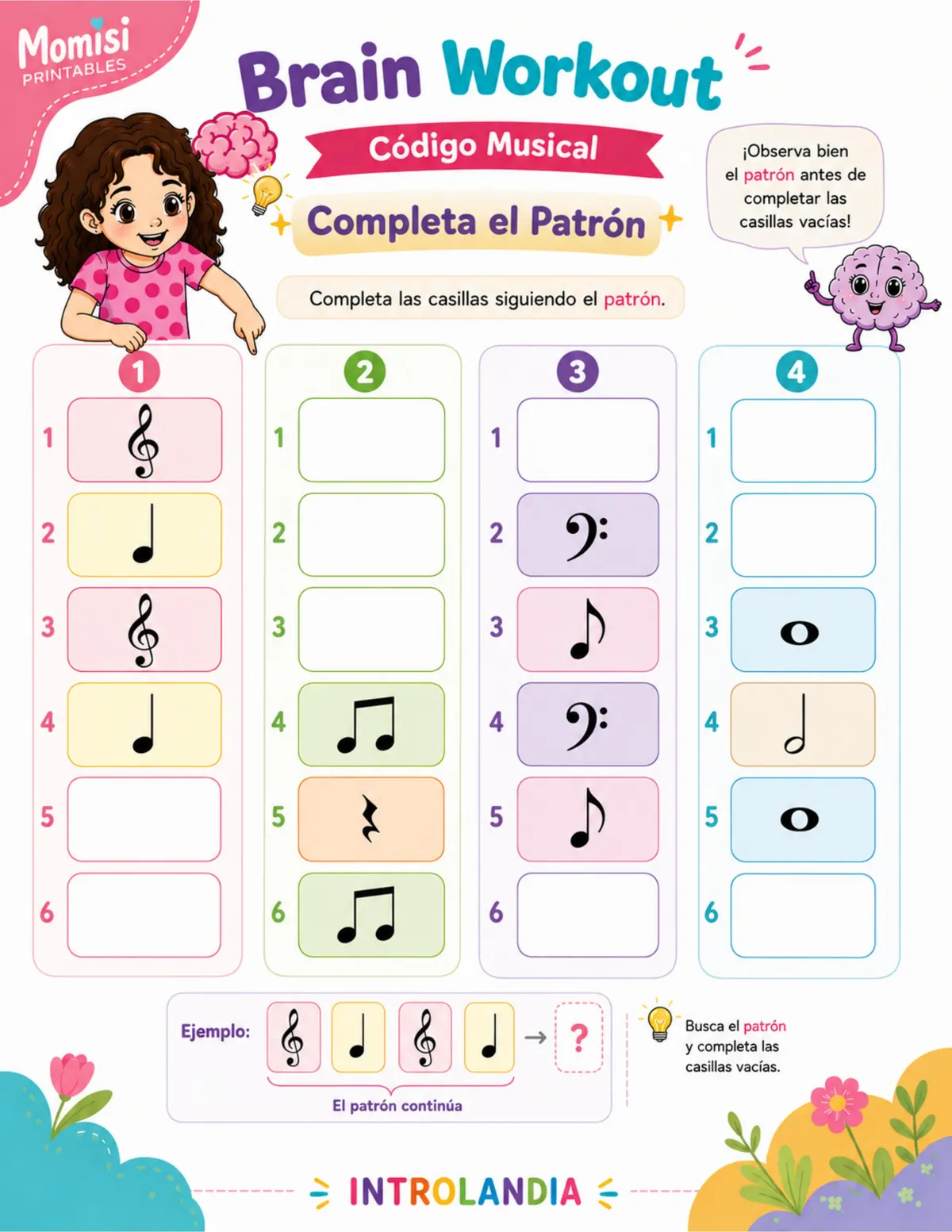 Tarjeta completa el patrón en Brain Workout